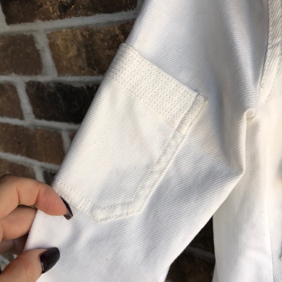 ANTHROPOLOGIE Jacket NEVE Blazer Utility White Cotton Twill Pockets Lined - Picture 2 of 8